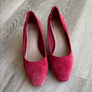 Donald J. Pliner Red Suede Square-Toe Pumps